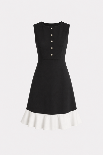 Black Mini Dress with White Contrast Collar