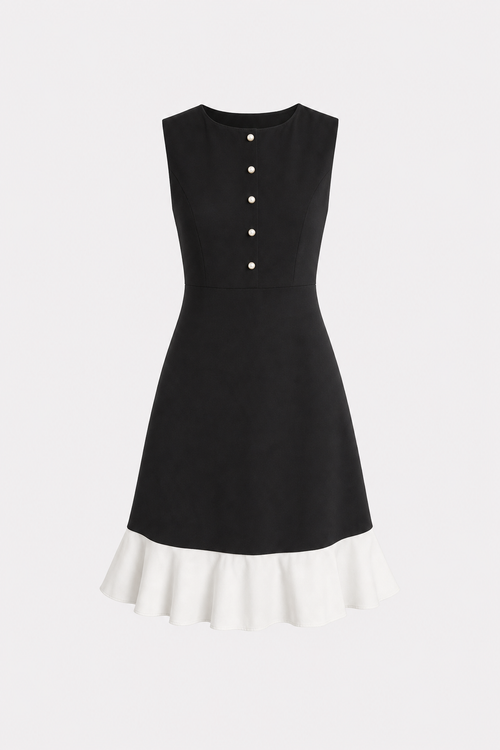 Black Mini Dress with White Contrast Collar