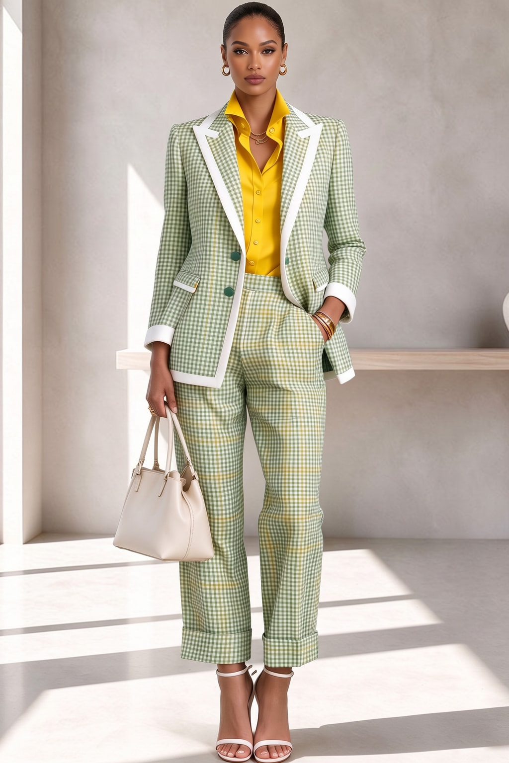 Polyester Checked Blazer And Pants Set - 6