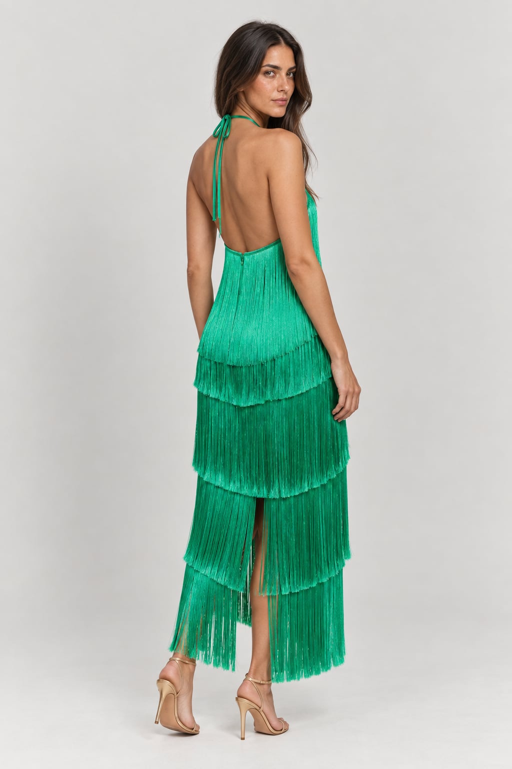 Midi Party Dress with Elegant Fringe Detail - 8