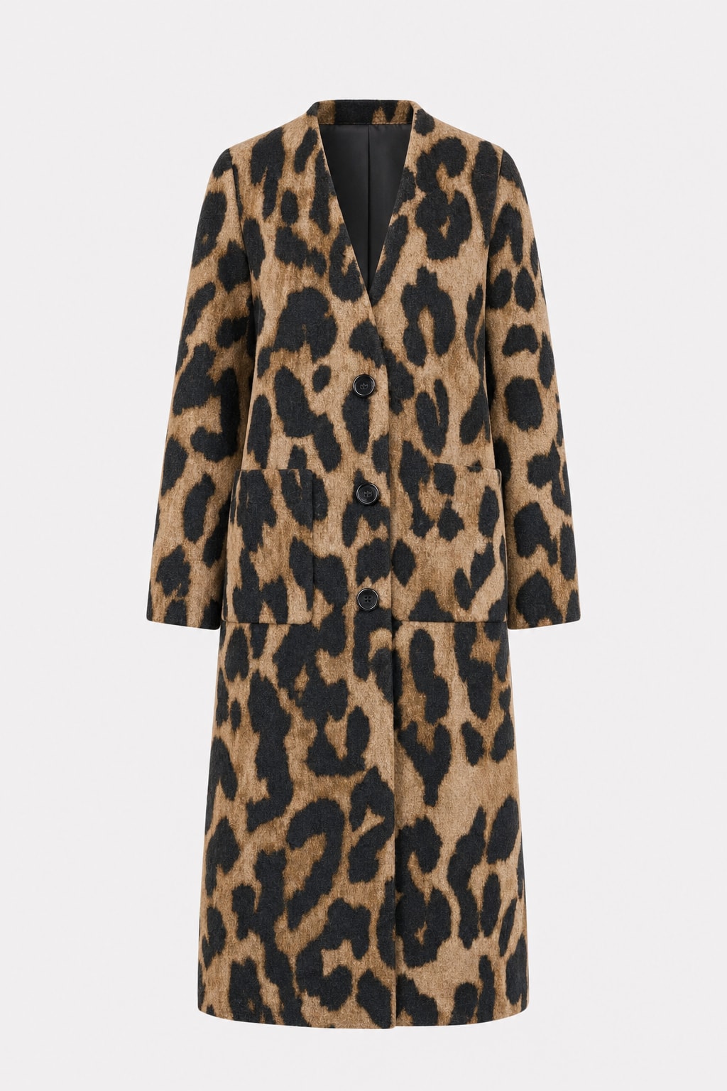 Long Sleeves Blend Leopard Print Trench Coat - 1