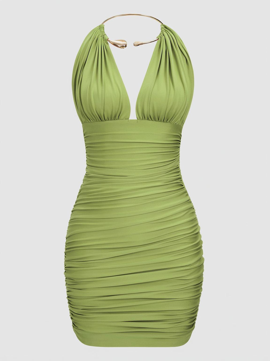 Metallic Jersey Halter Mini Dress - view 6
