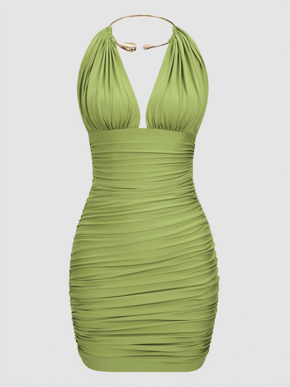 Metallic Jersey Halter Mini Dress - view 6