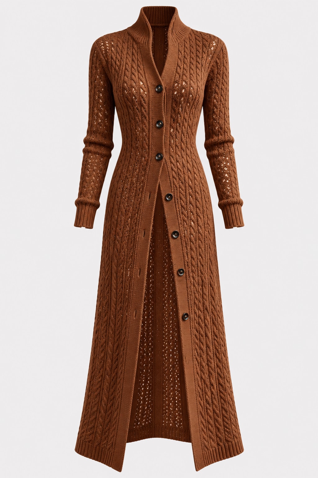 Cardigan Sweater Coat High Neck - 1