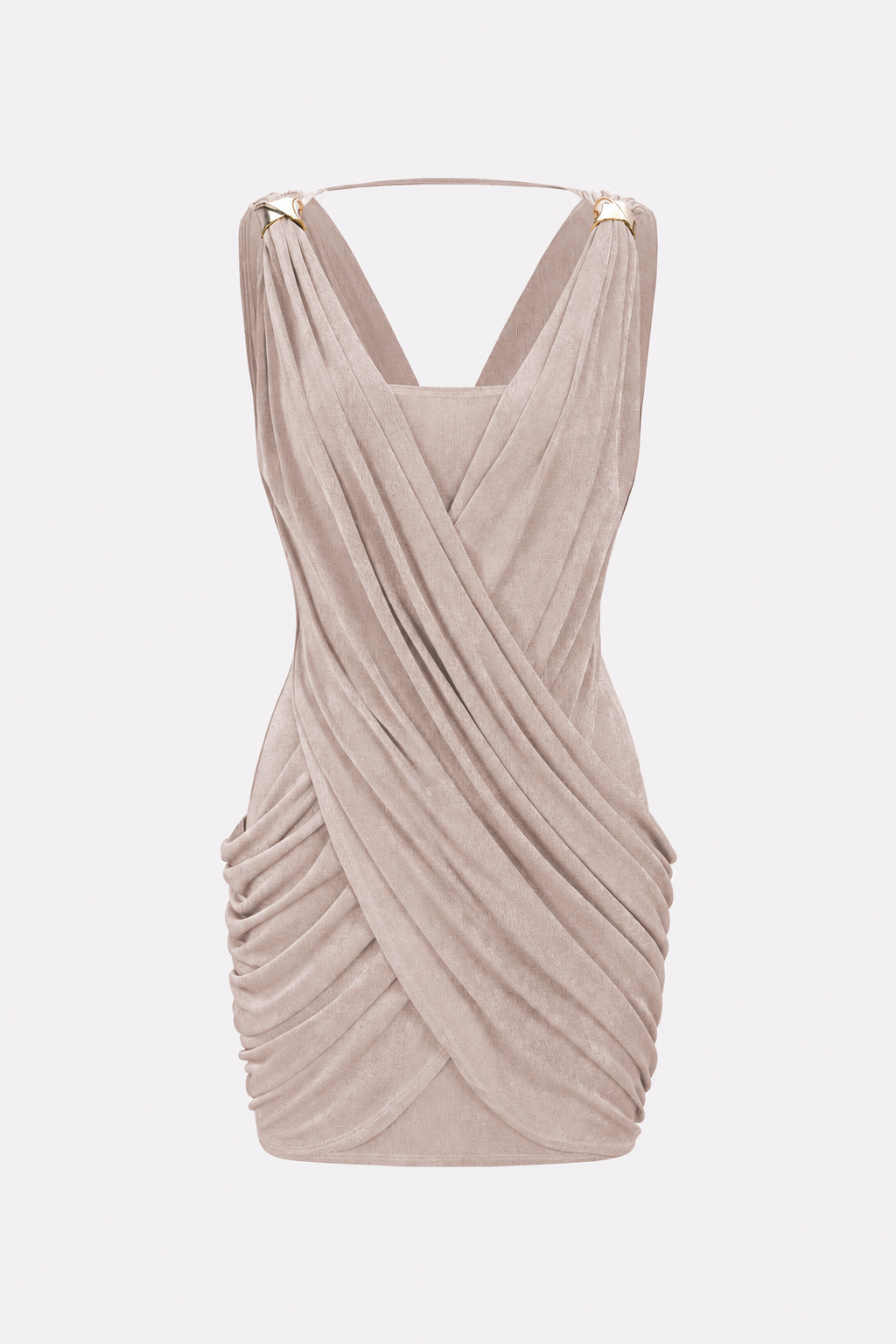 Ruched jersey mini dress with crossover V-neck - view 7