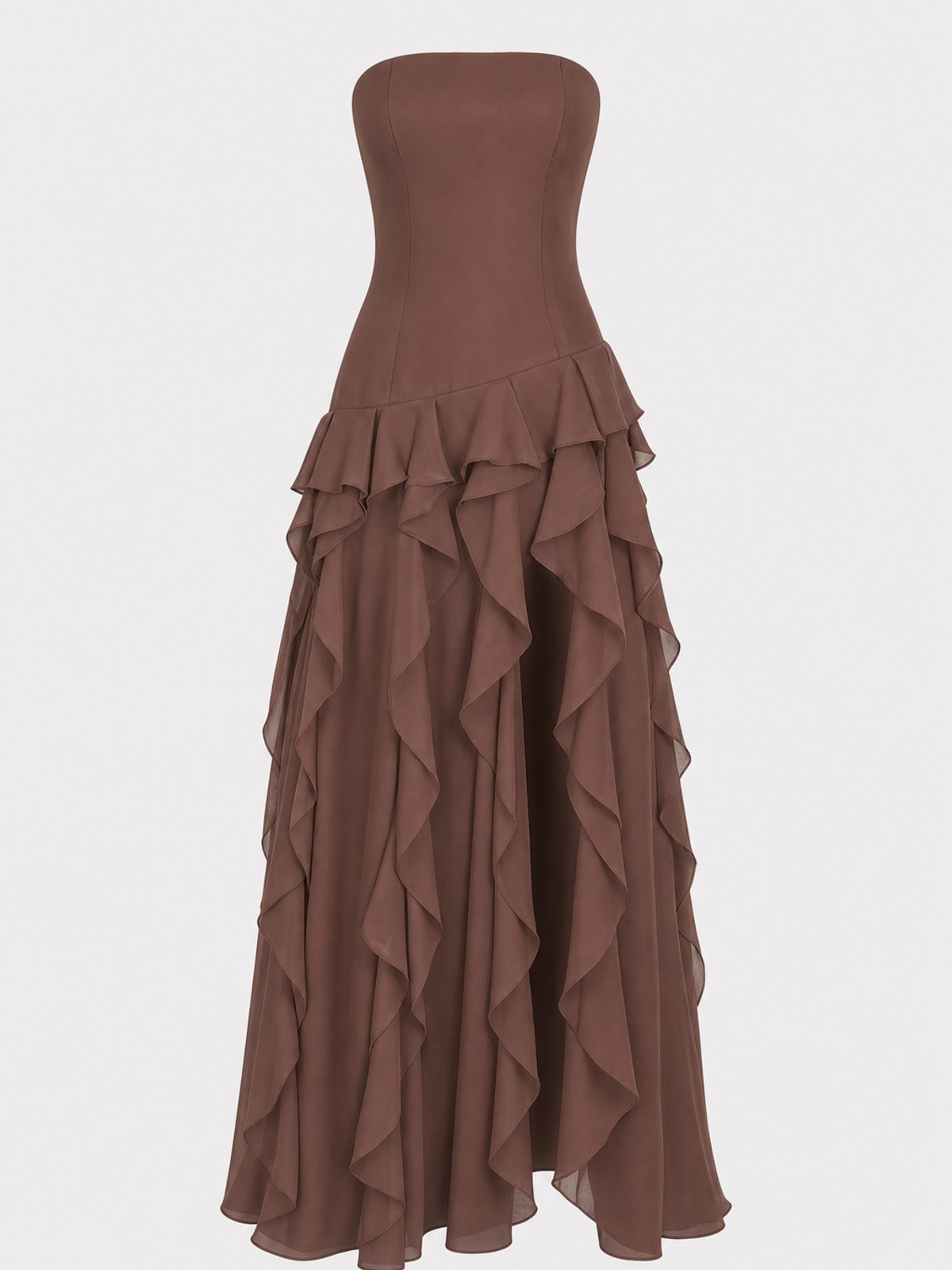Polyester Maxi Dress Off-Shoulder Ruffle - 1
