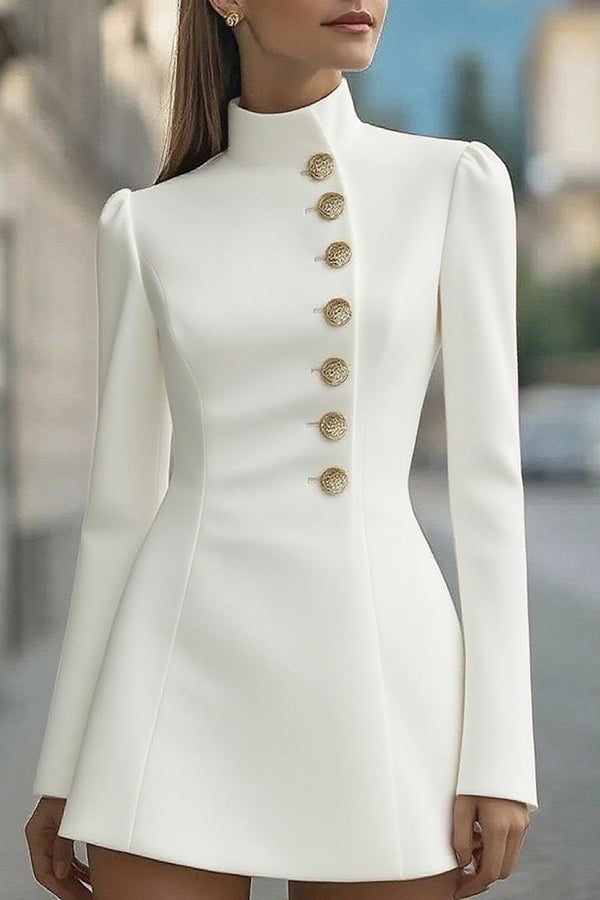 Stand Collar Long Sleeve Mini Dress - view 3
