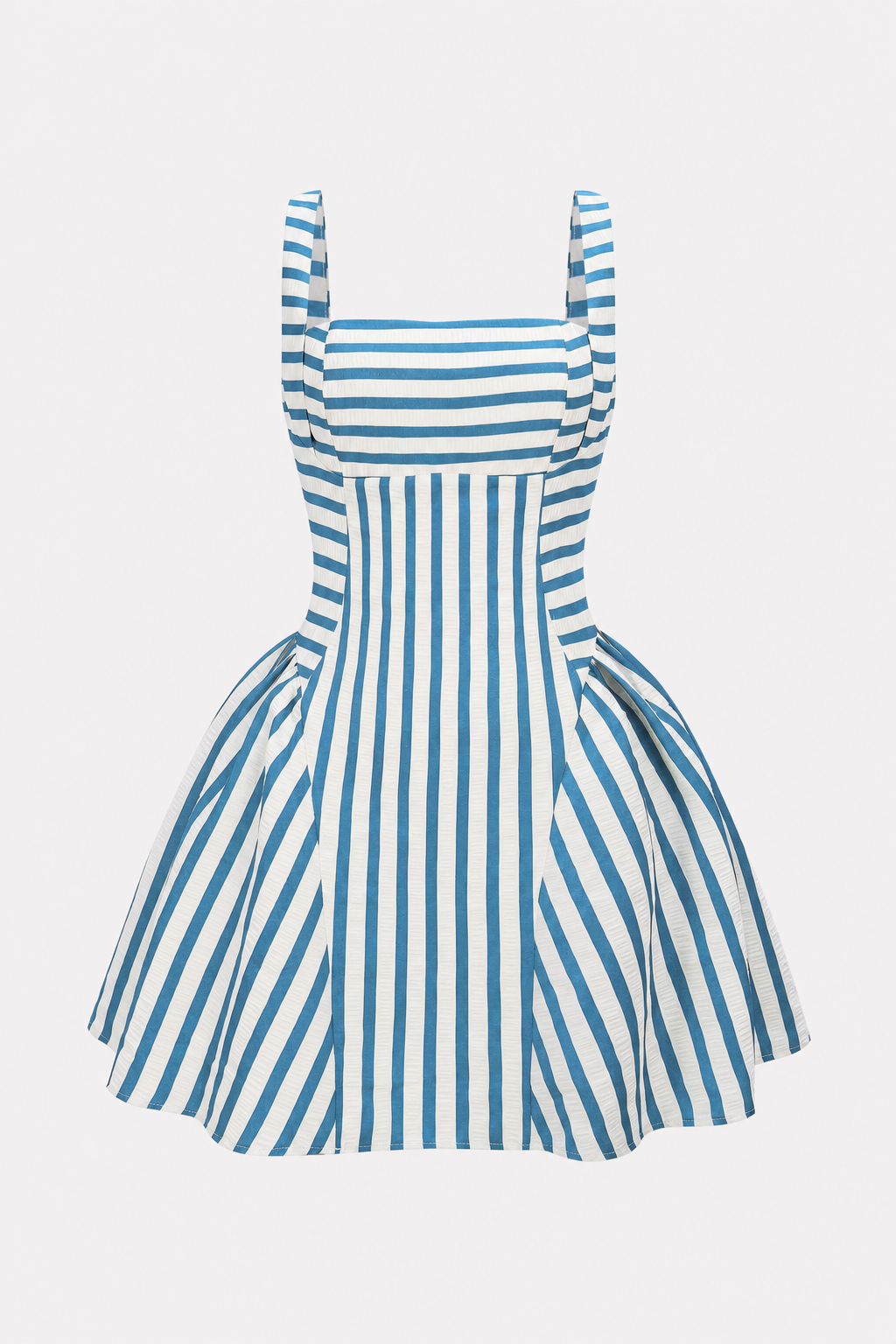 Striped square-neck ruched mini dress - view 6