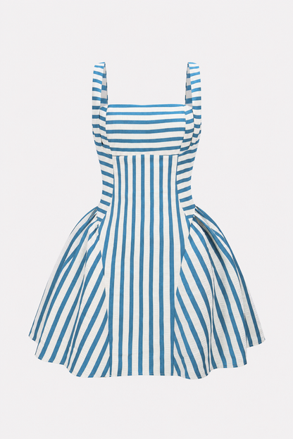 Striped square-neck ruched mini dress - view 6