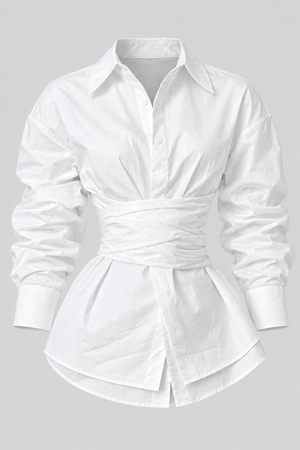 Cotton Shirt Wrap Tie Waist - 1