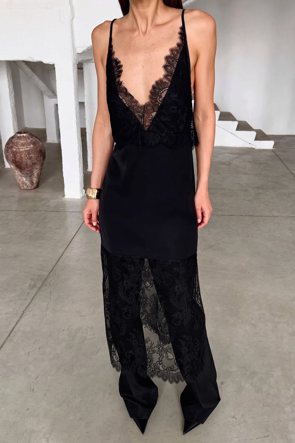 Polyester Blend Dress With Lace Detail - 6