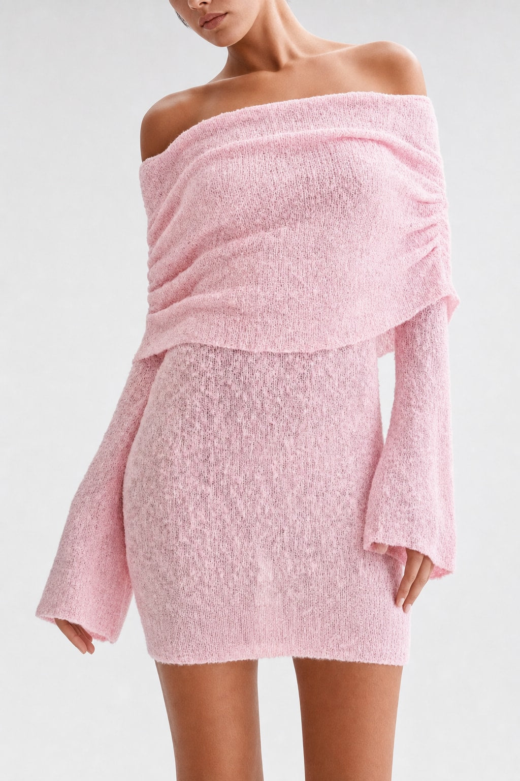 Knit Off-Shoulder Mini Dress - 6