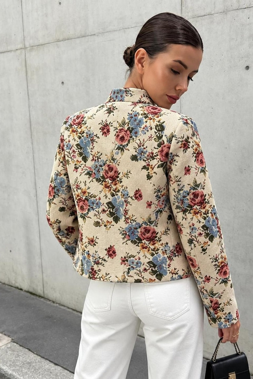 Polyester Floral Cropped Jacket - 3