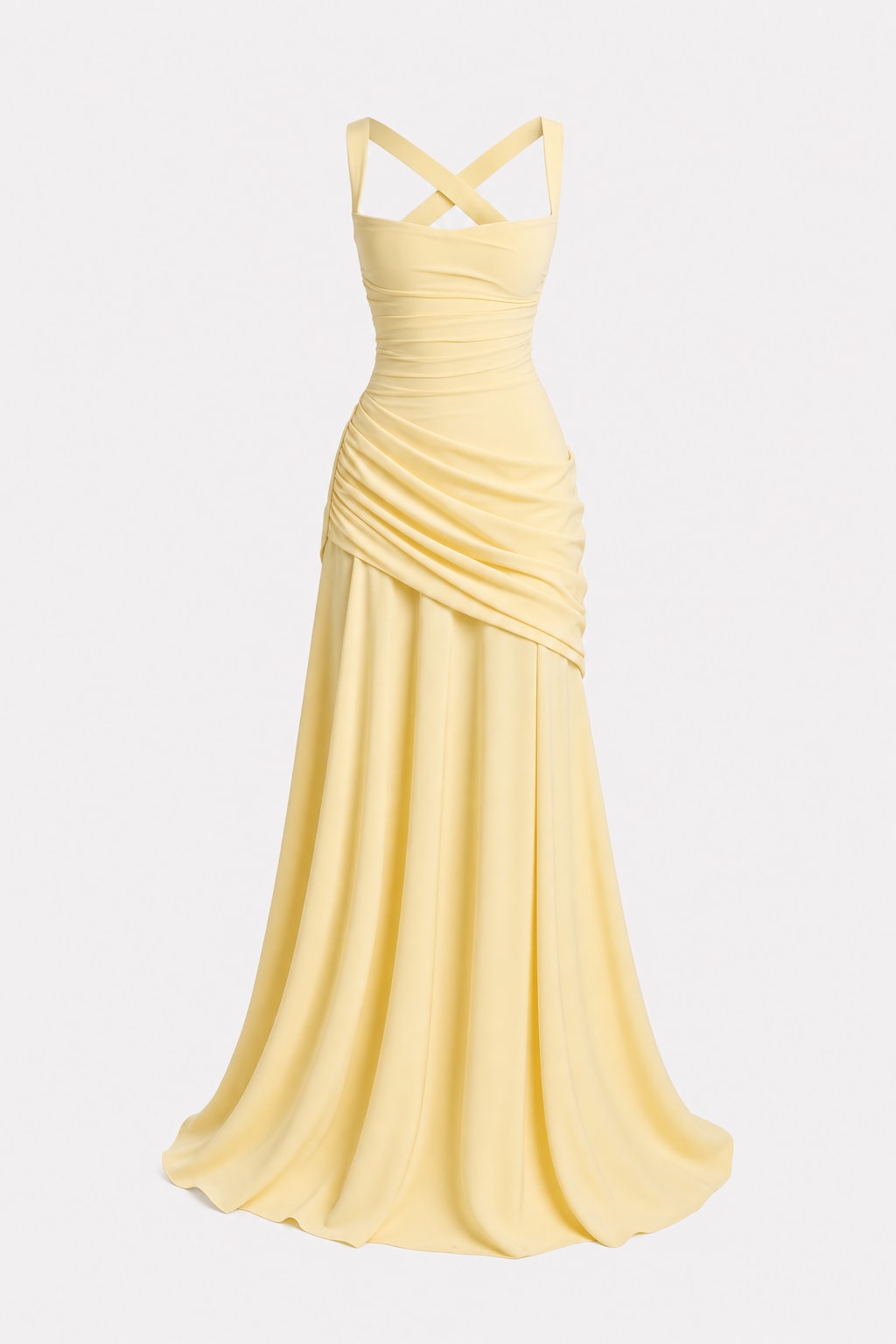 Chiffon Maxi Dress With Twist Cowl Neckline - 1