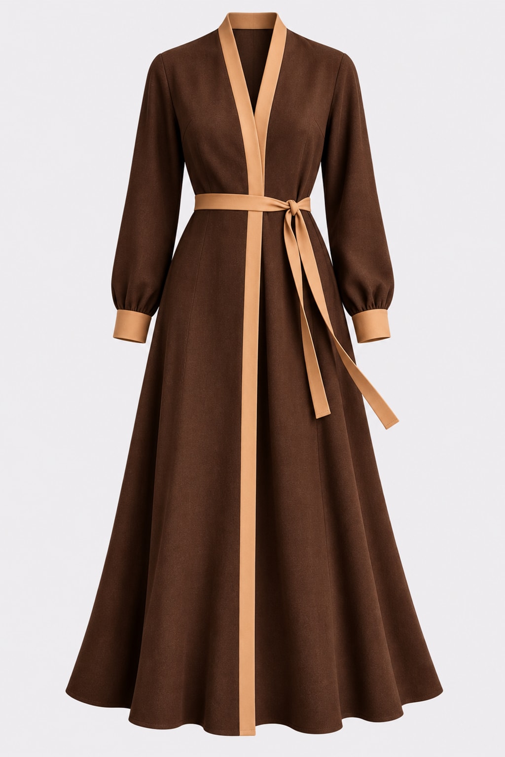 Polyester Maxi Dress V-Neck Tie Waist - 1