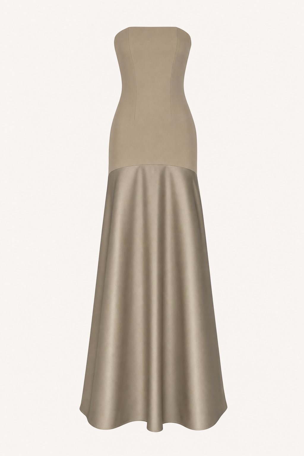 Satin strapless flare maxi dress