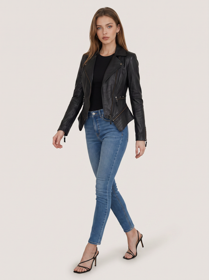 Black Studded Faux Leather Moto Jacket - view 5