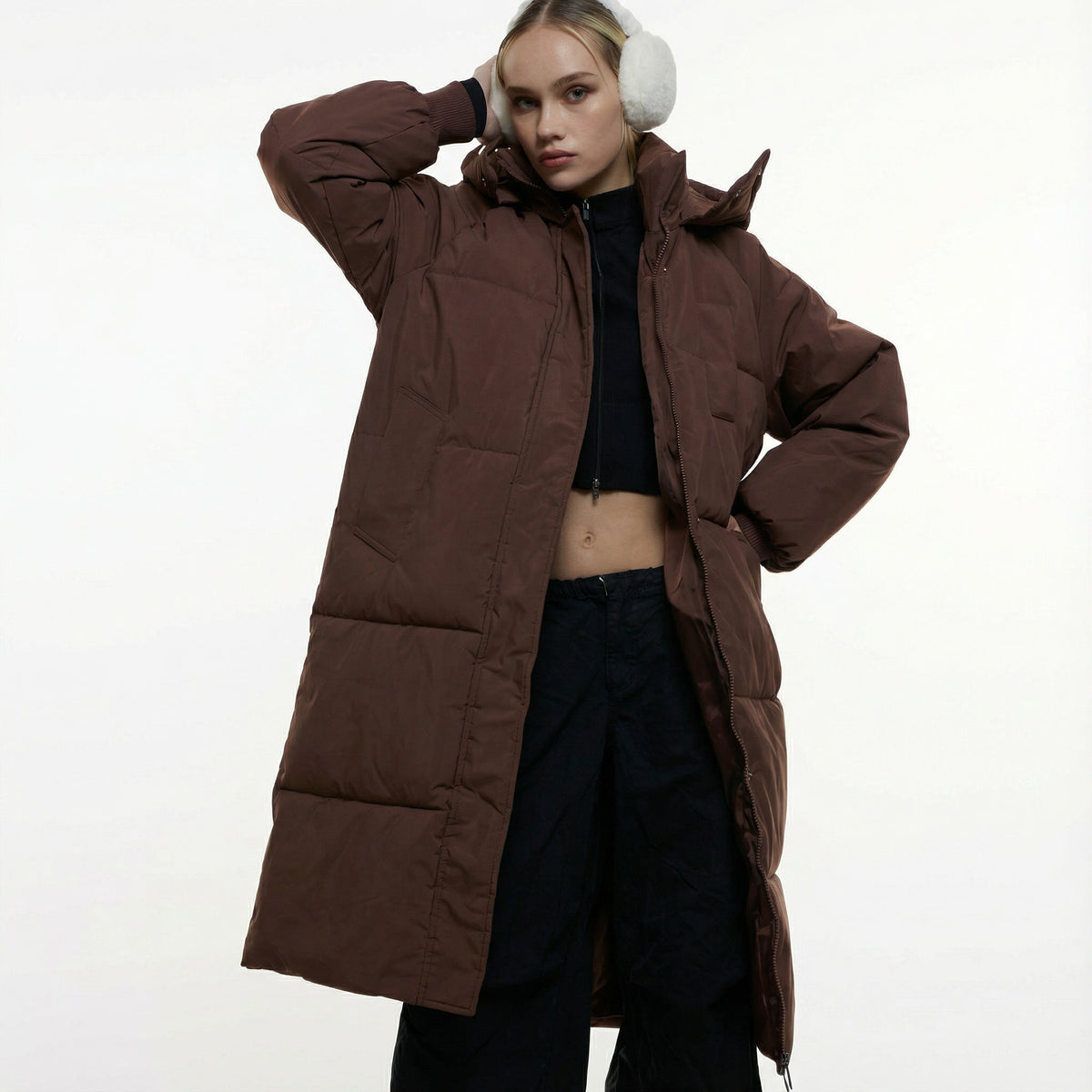 Long Hooded Puffer Coat - view 5
