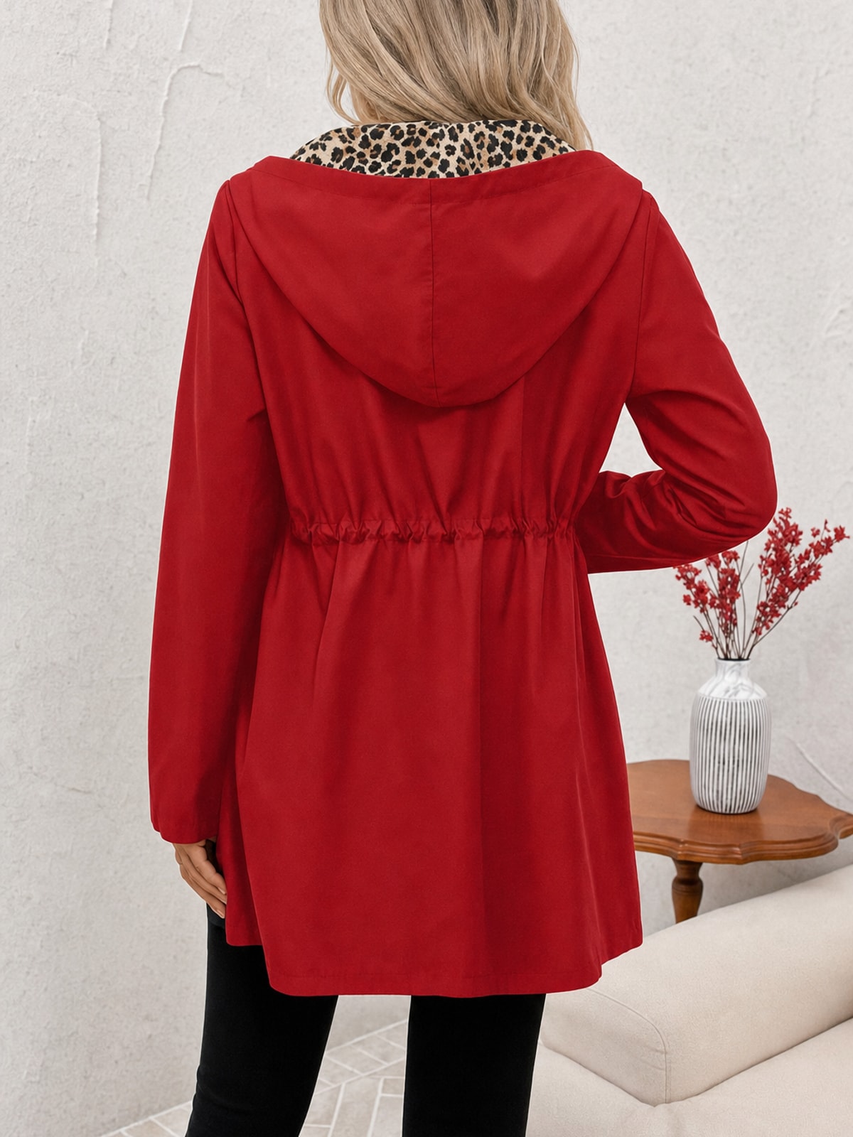 Reversible Hooded Jacket With Leopard Print Lining - 6