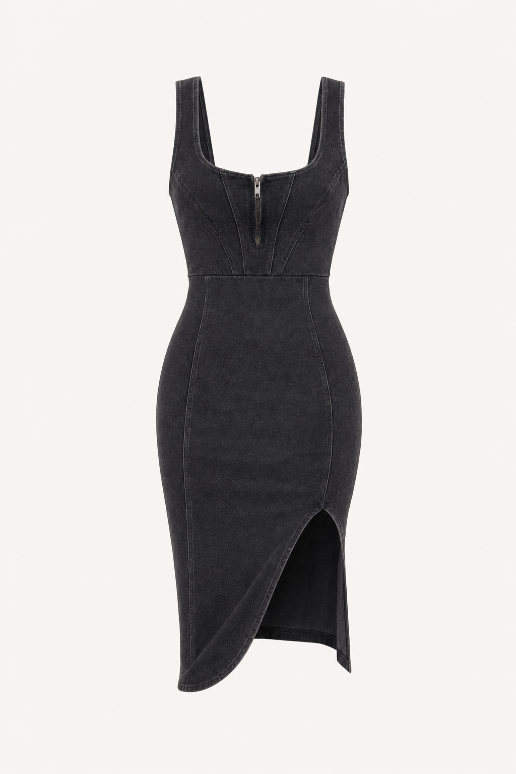 Denim Midi Dress with Adjustable Straps