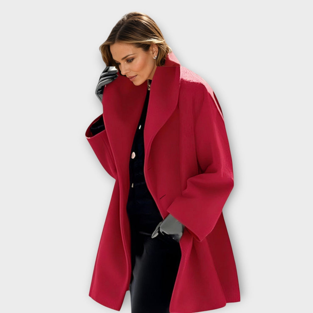 Belted oversized coat with tie-front cord - view 3