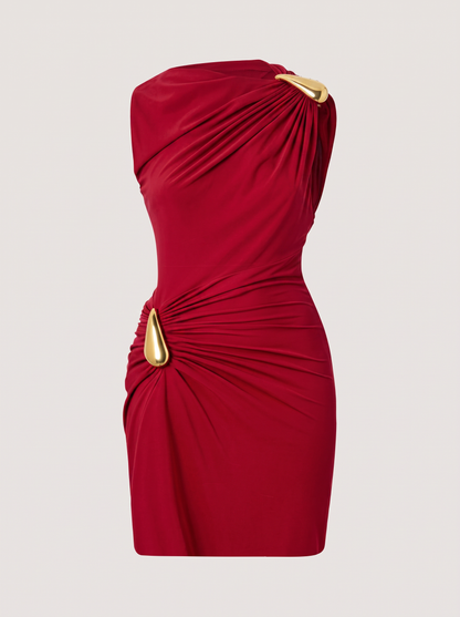 Metallic Jersey Sleeveless Mini Dress