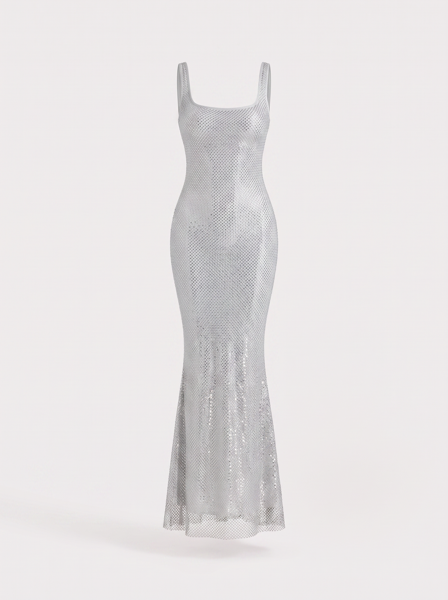 Rhinestone square neck mermaid maxi dress
