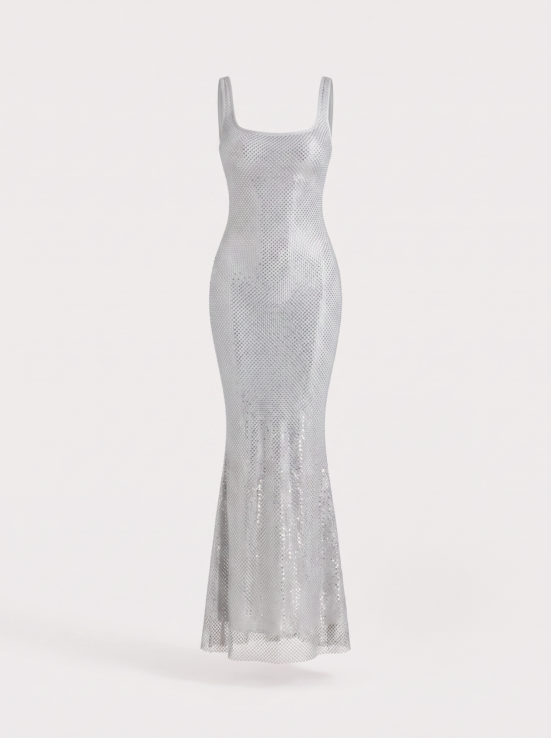 Rhinestone square neck mermaid maxi dress