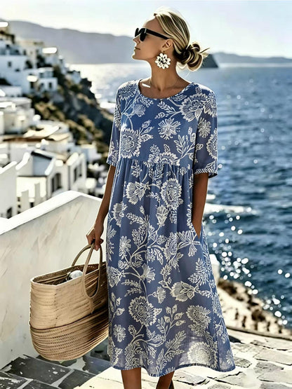 Cotton Blend Relaxed Midi Dress - view 3