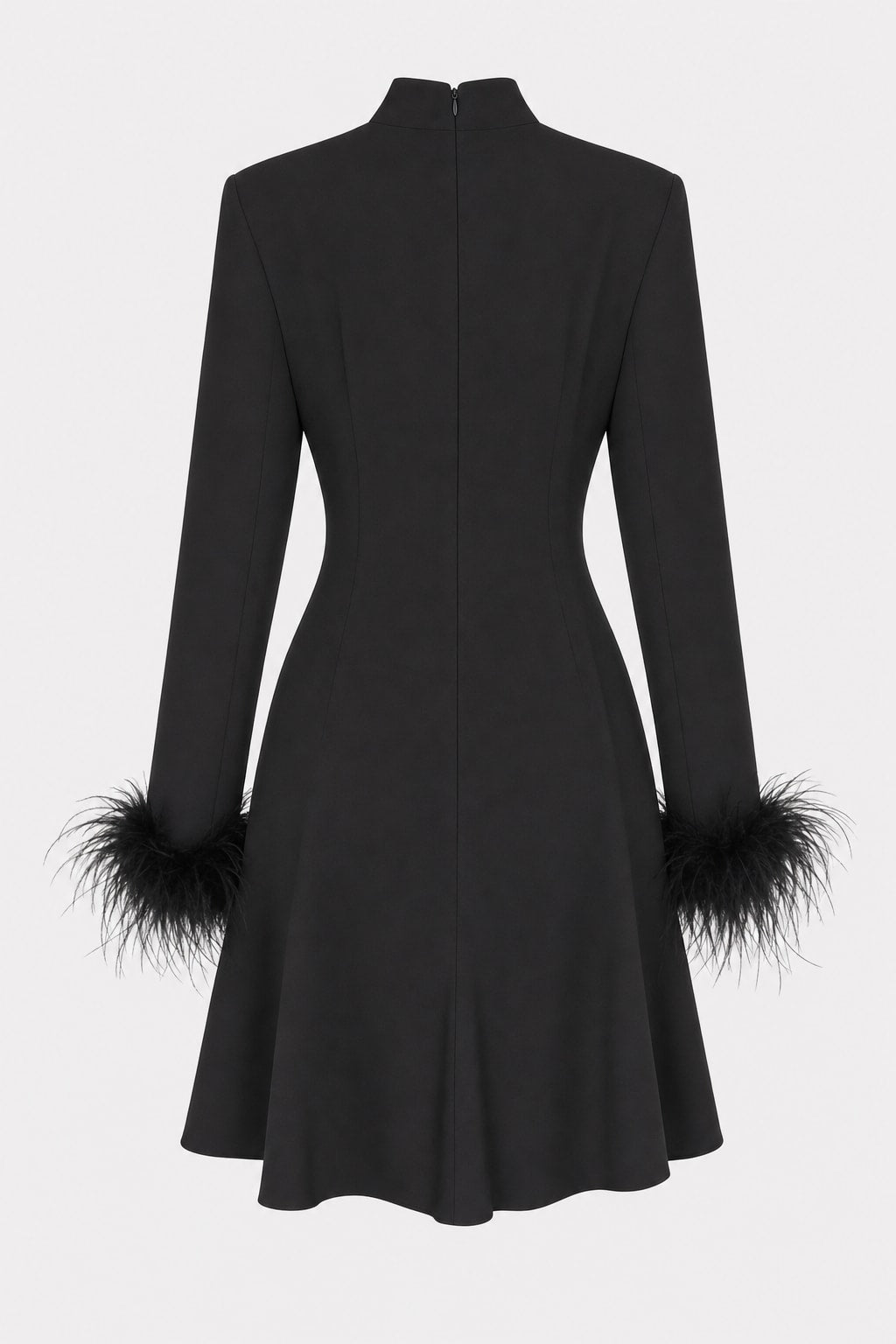 Feather-Trim V-Neck A-Line Mini Dress - 5