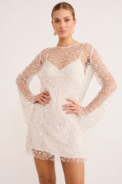 Sequin Embellished Mini Dress With Long Sleeves - 2