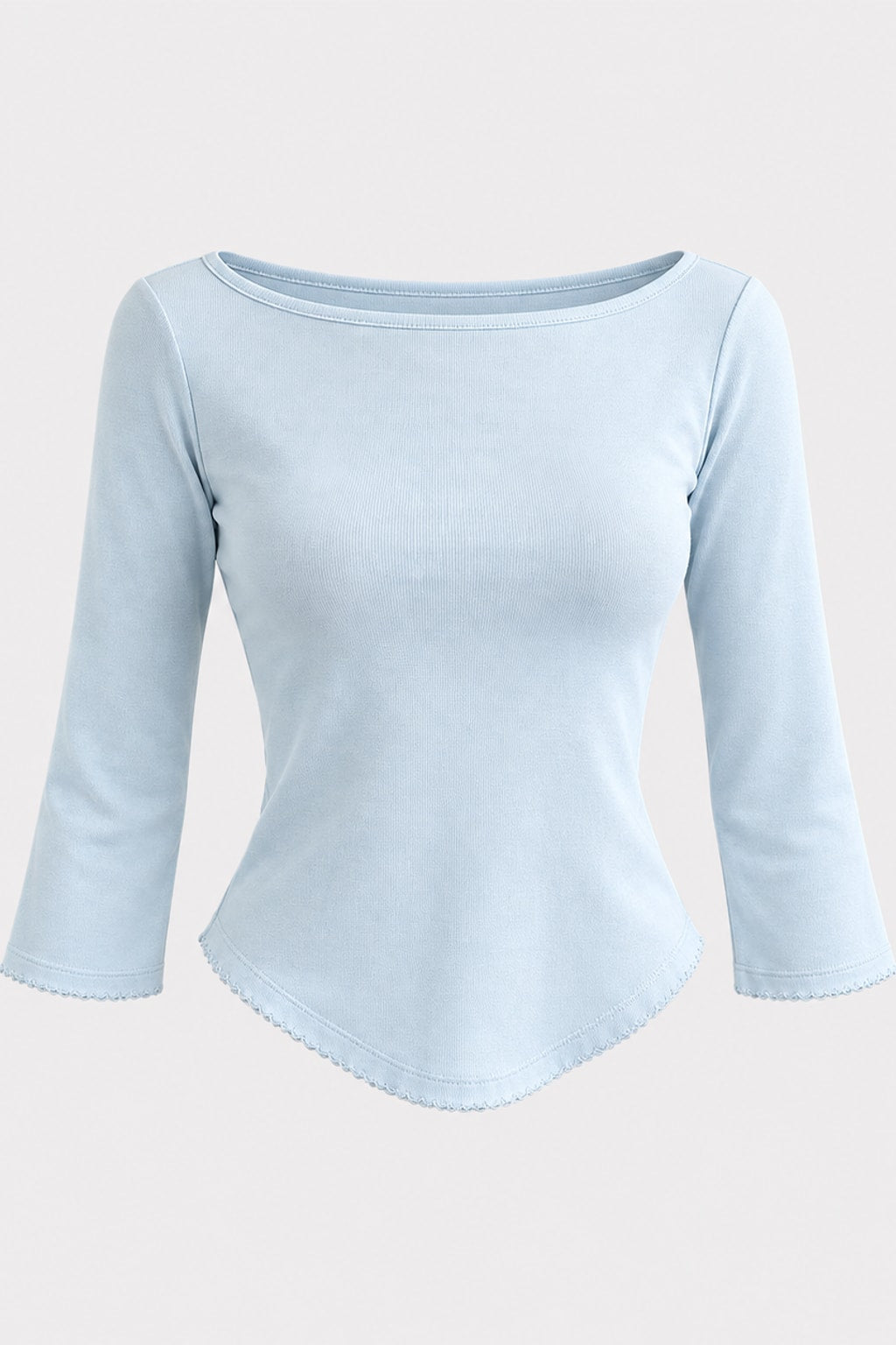 Cropped Tee Boat Neck 3/4 Sleeve Style - 1