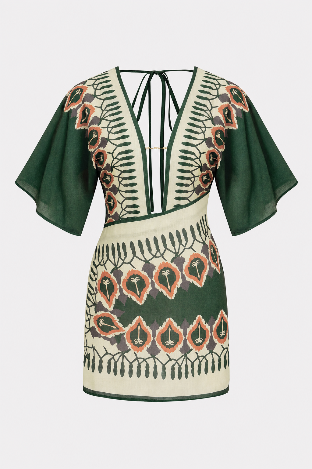 Artistic Print Linen Mini Dress