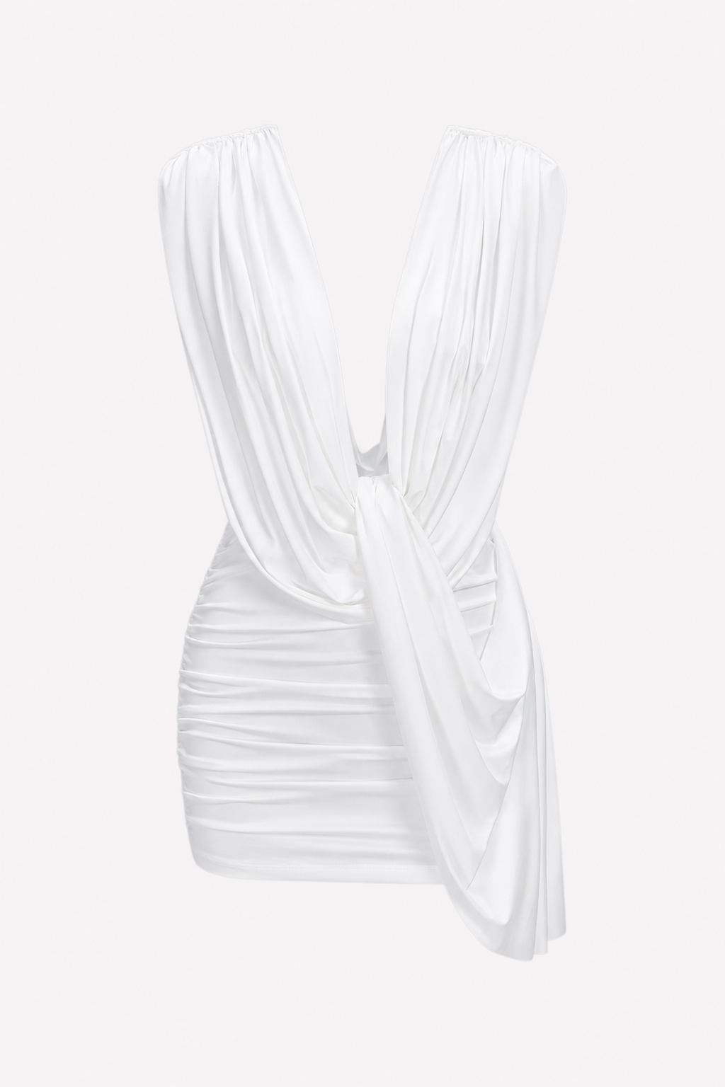 Cowl Neck Ruched Jersey Mini Dress