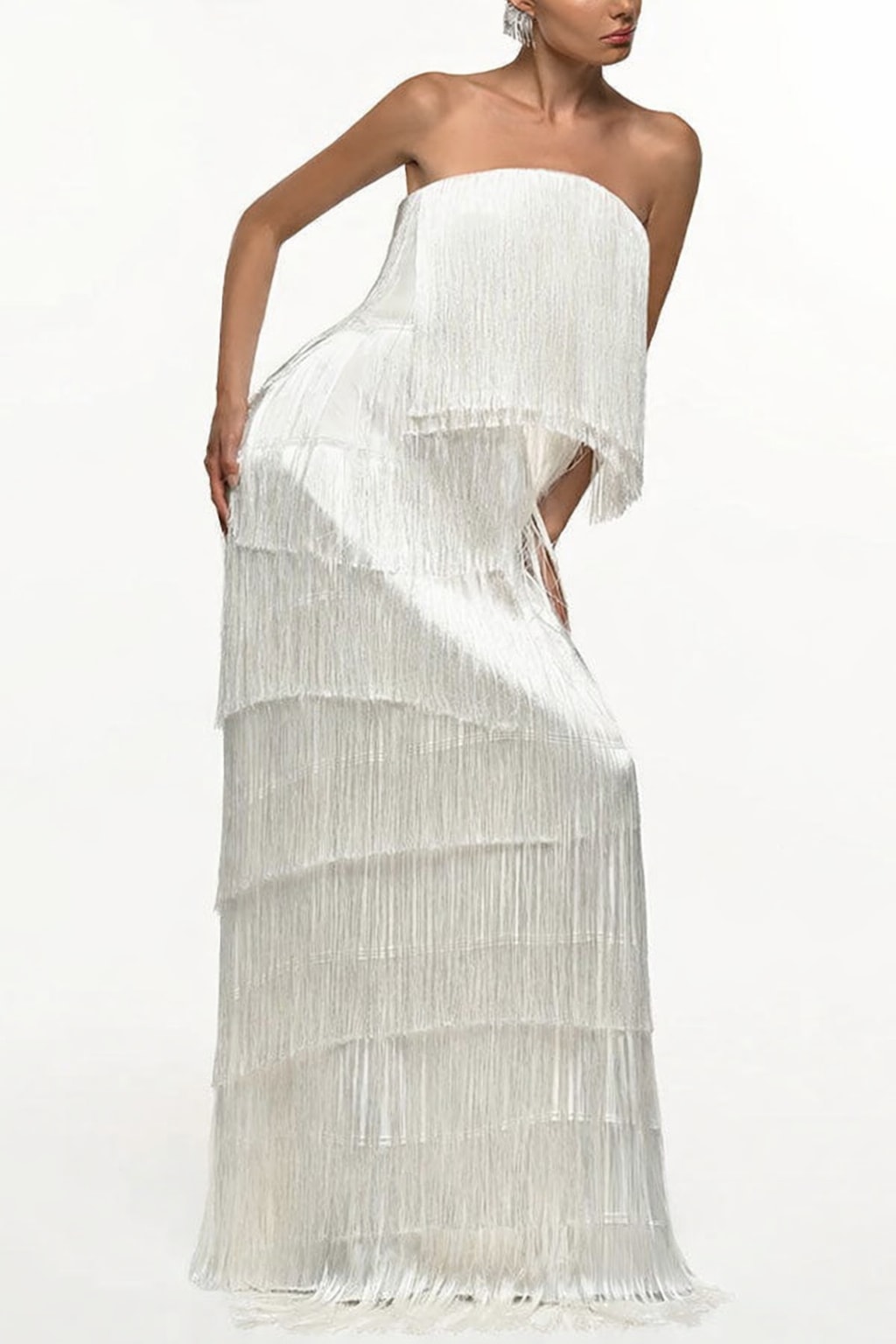 Off Shoulder Maxi Dress with Tassel Detail - 7