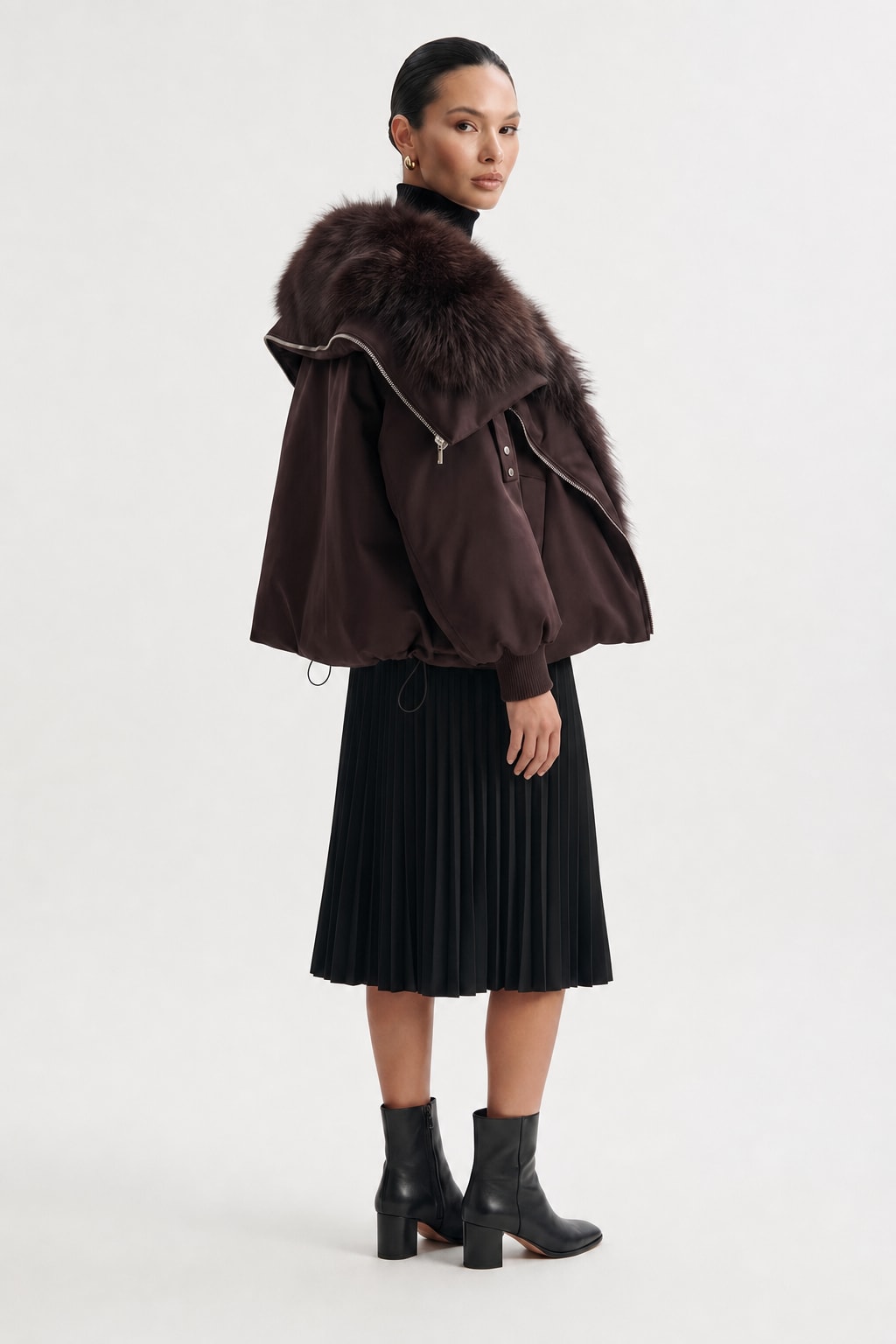 Down Jacket With Fur Collar - 3