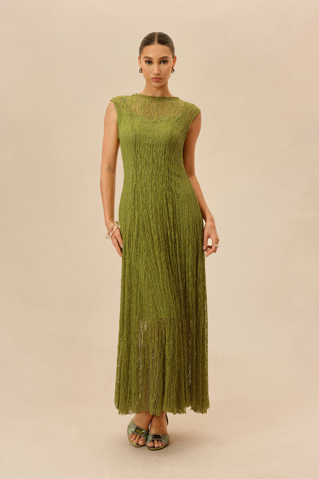 Rhinestone Mesh Maxi Dress Cap Sleeve Evening Gown With Slip Lining - 2