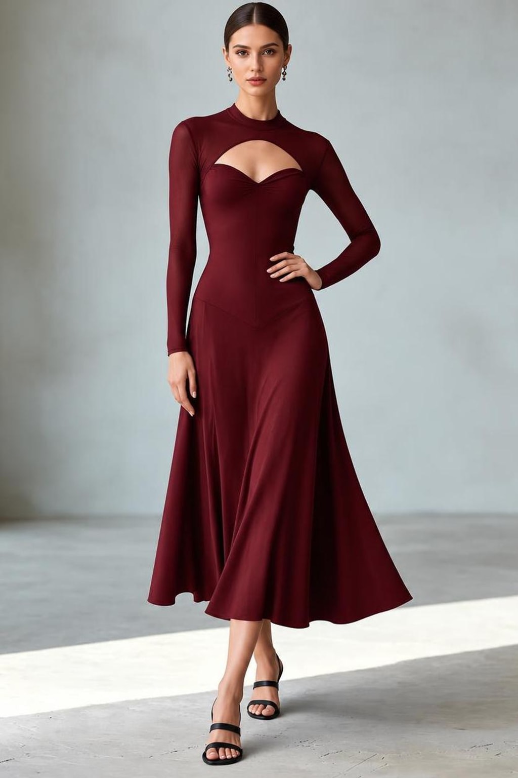 Cotton Maxi Dress With V Neck - 2