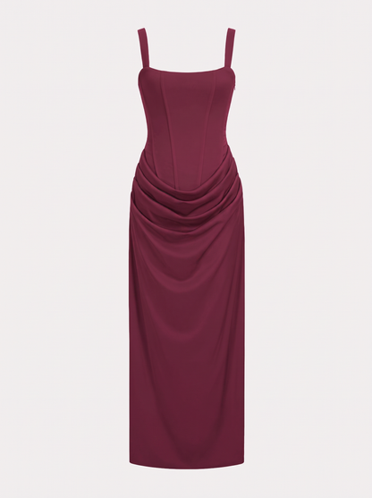 Ruched Tie-Back Jersey Maxi Dress