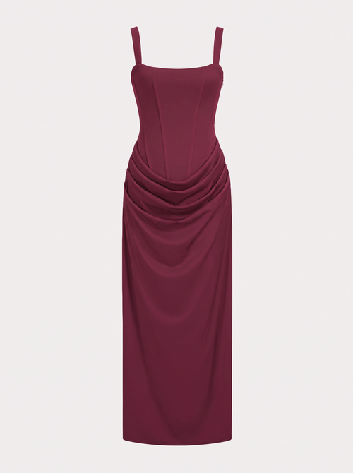 Ruched Tie-Back Jersey Maxi Dress