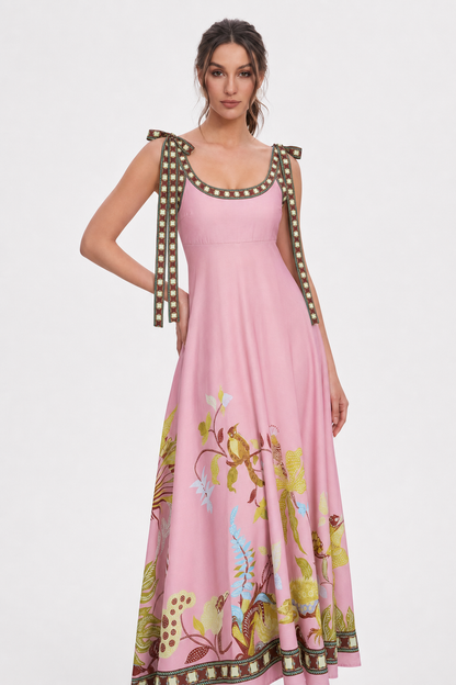 Tie-Strap Maxi Dress in Pink - view 3