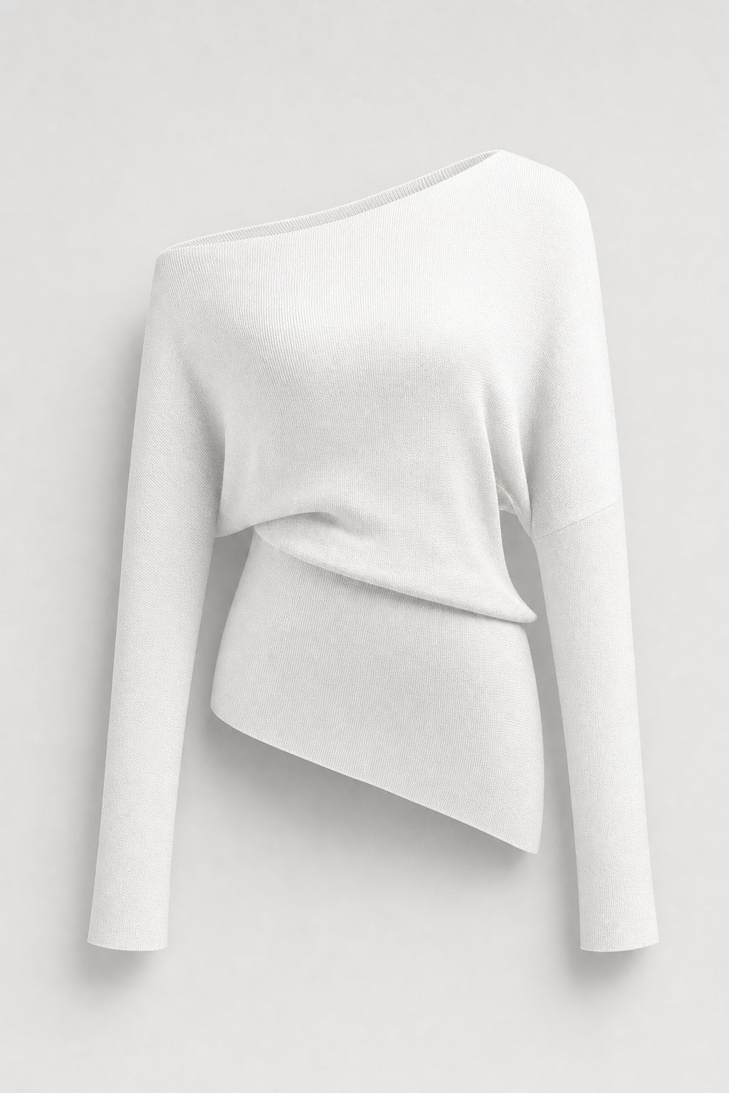 Wool-Blend Knit Top With Asymmetrical Neckline - 1