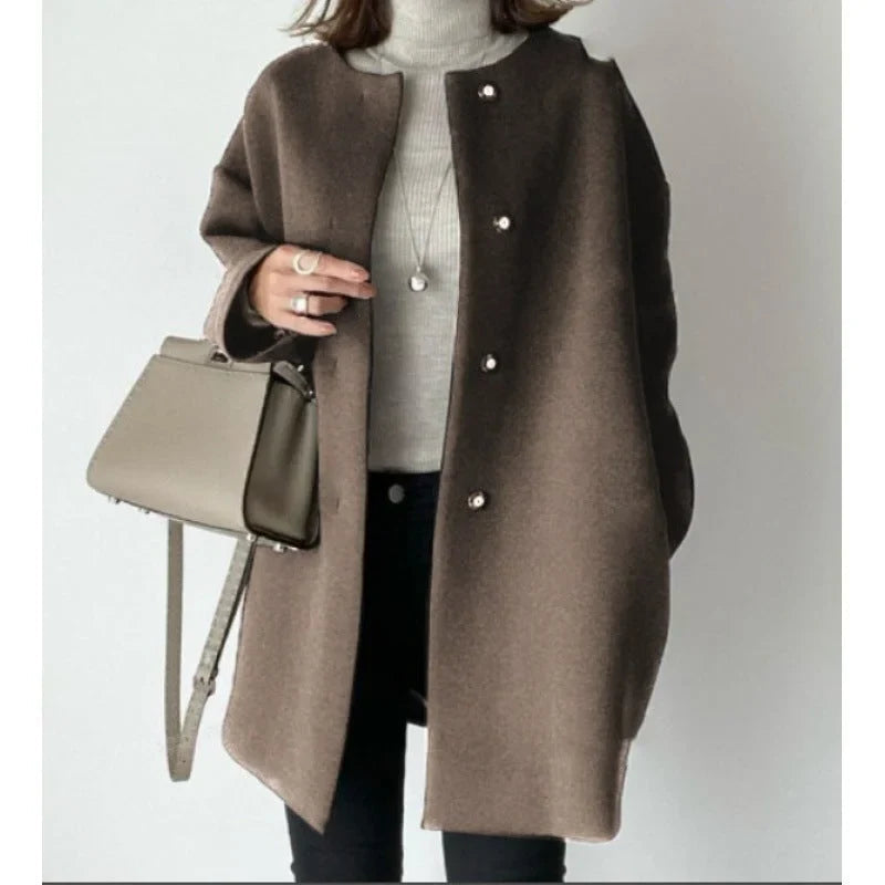Oversized Button-Front Winter Coat - view 4