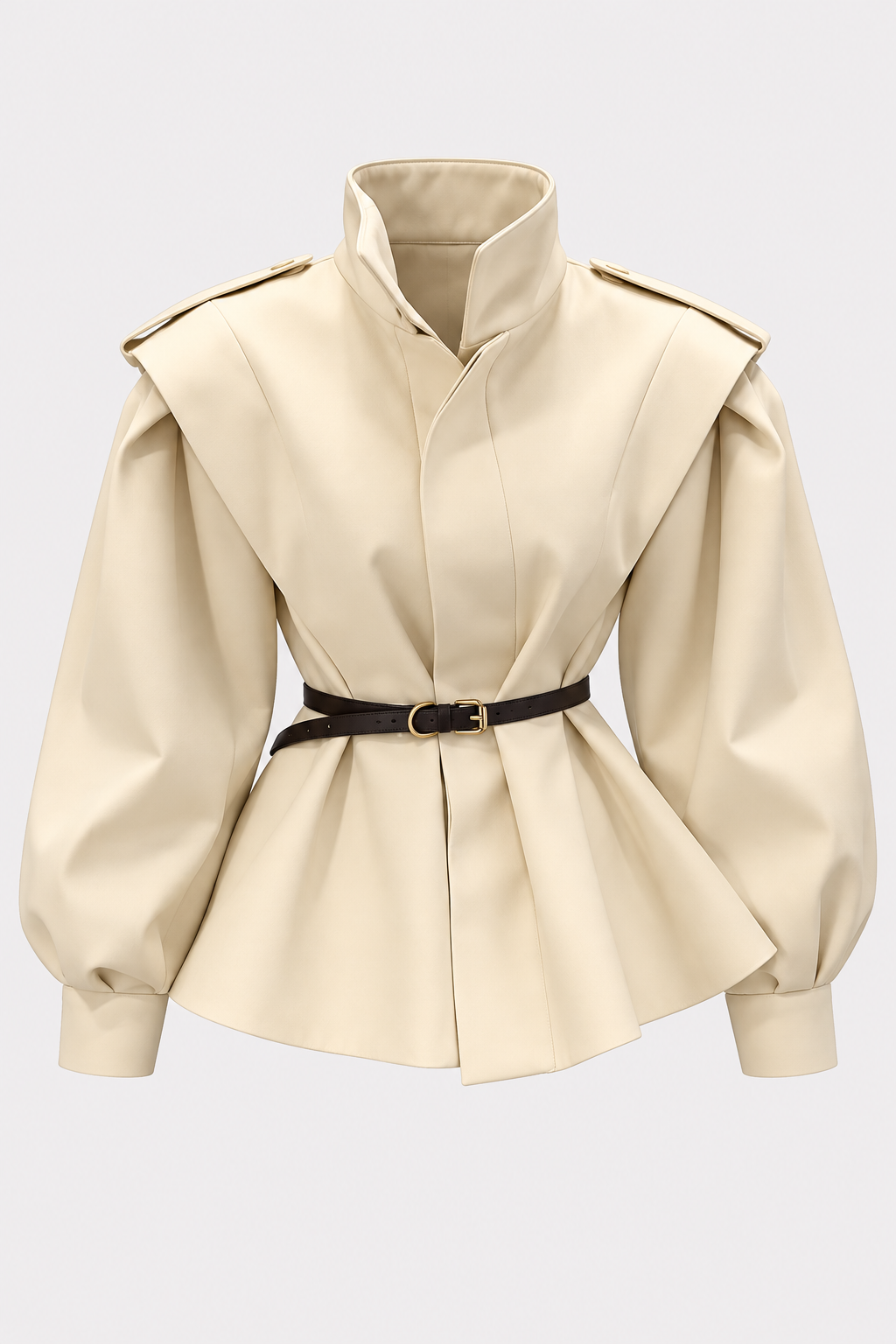 Polyester Trench Coat Cropped With Waist Cinch - 10