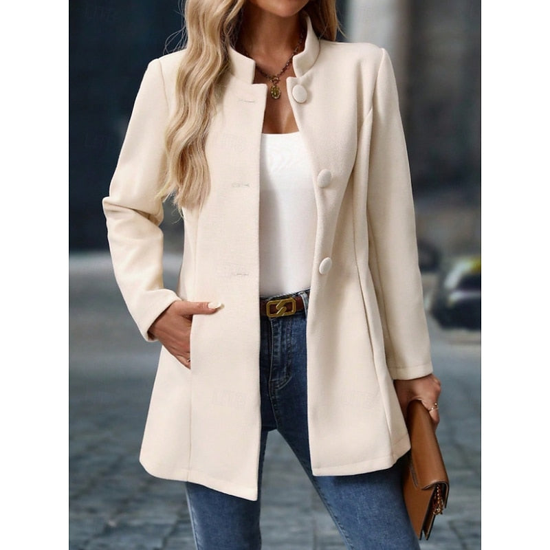 Stand collar coat with pockets - view 6