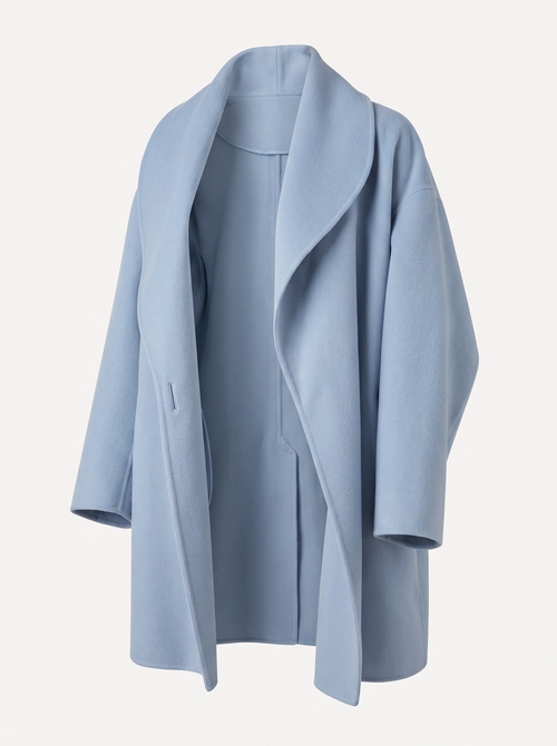 Belted oversized coat with tie-front cord