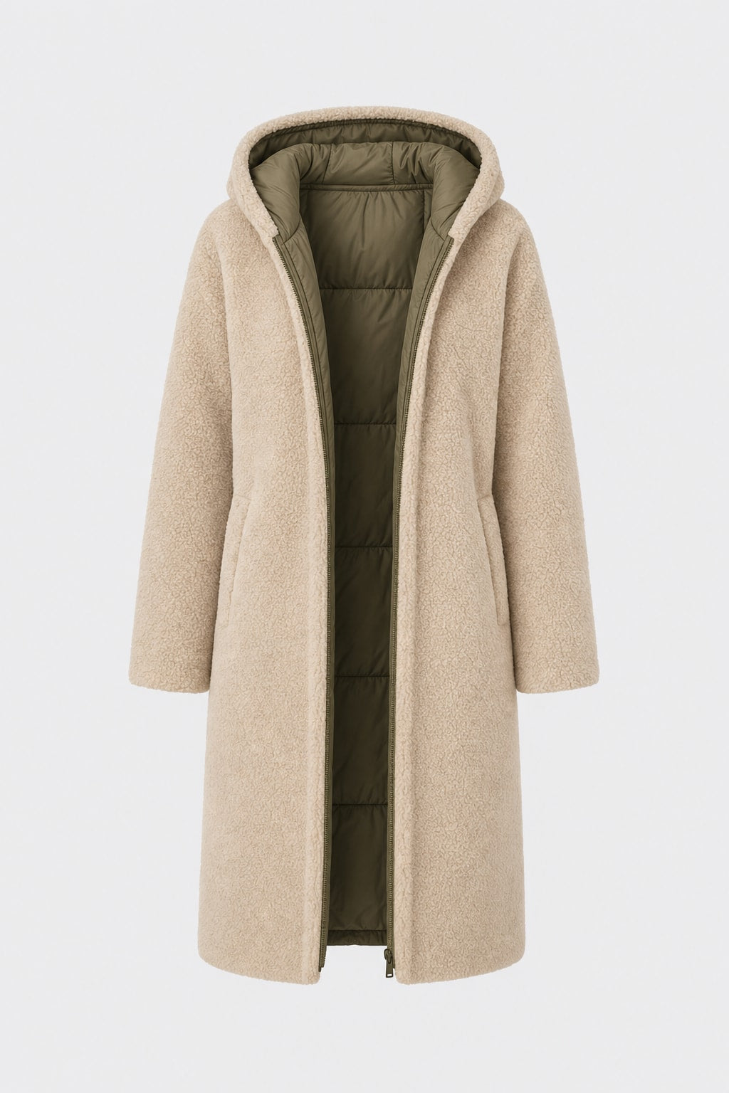 Reversible Down-Filled Long Hooded Winter Coat - 1