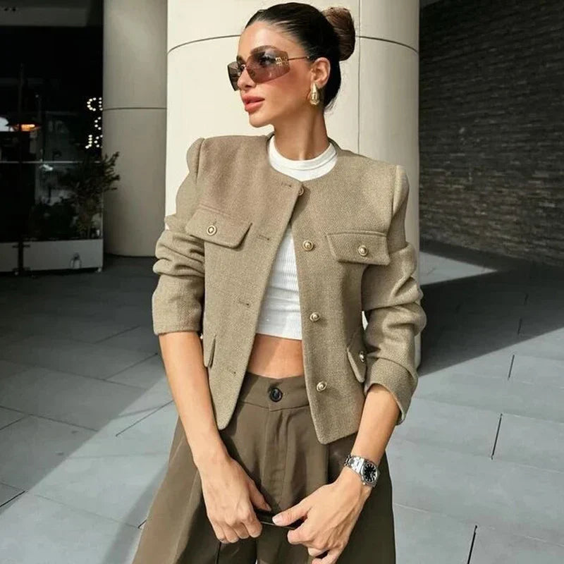 Fitted Blazer with Gold-Tone Buttons - view 3