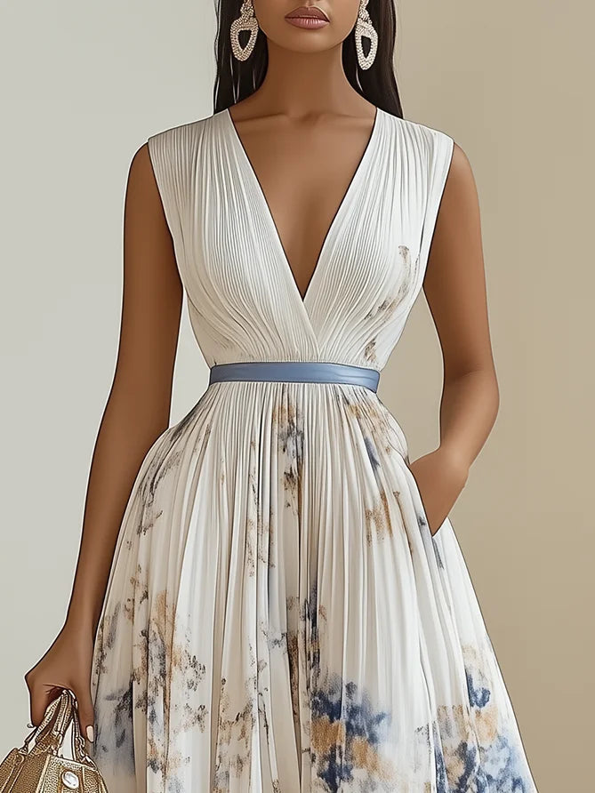 Flowing Wrap V-Neck Midi Dress in Six Colors - view 3