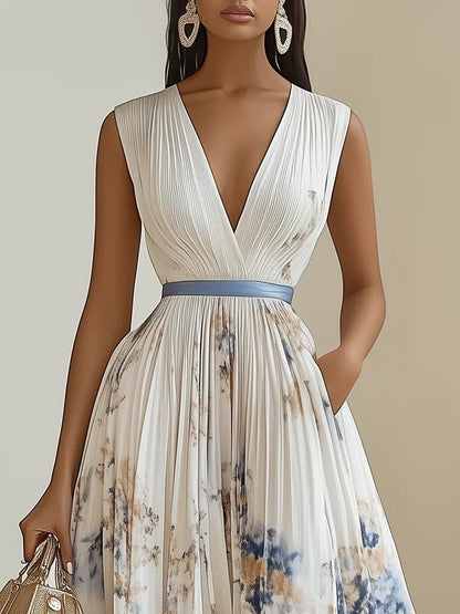 Flowing Wrap V-Neck Midi Dress in Six Colors - view 3